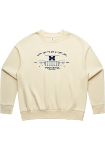 Womens Michigan Wolverines Yellow Uscape Grove Crew Sweatshirt