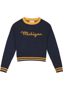 Womens Michigan Wolverines Blue Uscape R-CUR Long Sleeve Sweater