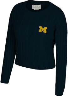 Womens Michigan Wolverines Blue Uscape Logo Long Sleeve Sweater