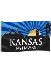 Kansas Jayhawks Skyline Blue Silk Screen Grommet Flag