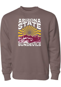 Uscape Arizona State Sun Devils Mens Charcoal Sun Graphic Long Sleeve Crew Sweatshirt