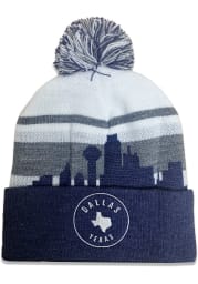 Dallas Ft Worth Navy Blue Skyline Pom Mens Knit Hat