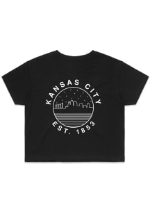 Uscape Kansas City Womens Black Starry Skyline Short Sleeve T-Shirt