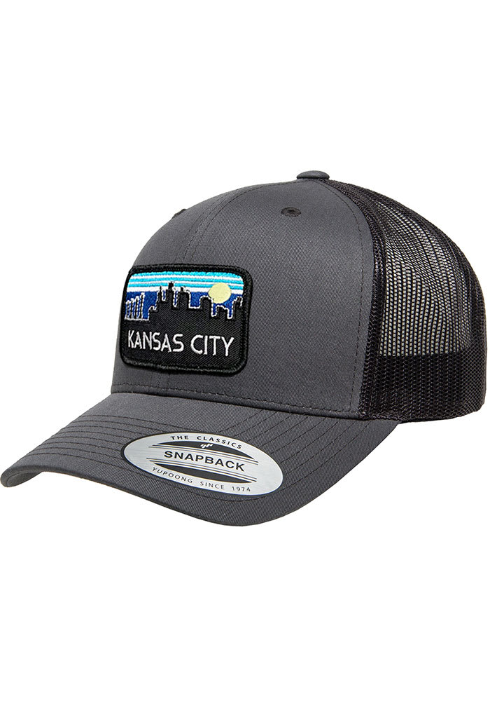 Kansas City Retro Skyline Elevated Trucker Adjustable Hat - Charcoal