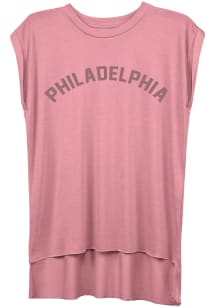 Uscape Philadelphia Womens Pink Rolled Cuff Tee Short Sleeve T-Shirt