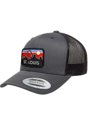 St Louis Retro Skyline Elevated Trucker Adjustable Hat - Charcoal