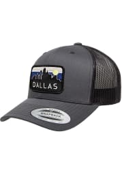 Dallas Ft Worth Retro Skyline Elevated Trucker Adjustable Hat - Charcoal