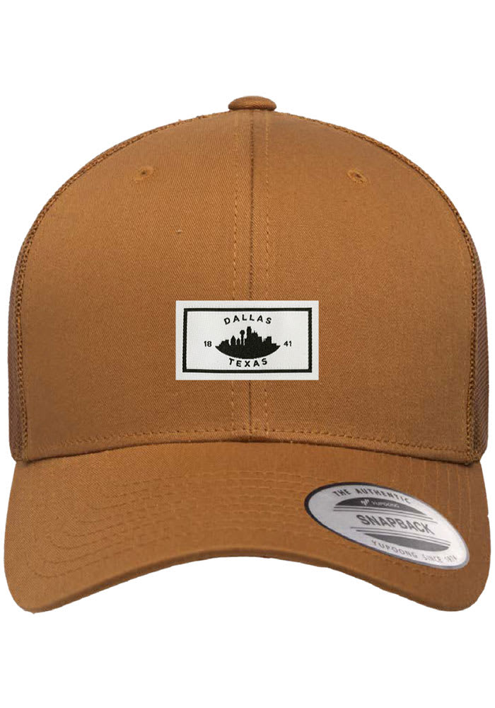 Dallas Ft Worth Woven Label Elevated Trucker Adjustable Hat - Brown