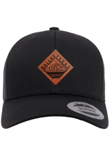 Uscape Dallas Ft Worth Faux Leather Patch Elevated Trucker Adjustable Hat - Black