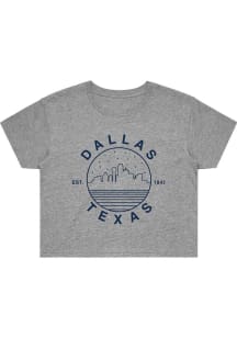 Dallas Women's Grey Starry Skyline Cropped Short Sleeve T Shirt