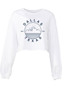 Dallas Women's White Starry Skyline Cropped Long Sleeve T Shirt
