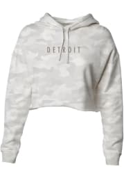 Detroit White White Camo Wordmark Cropped Long Sleeve Hood