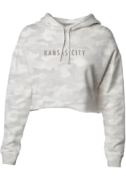 Kansas City Women's Camo Wordmark Cropped Long Sleeve Hood - White