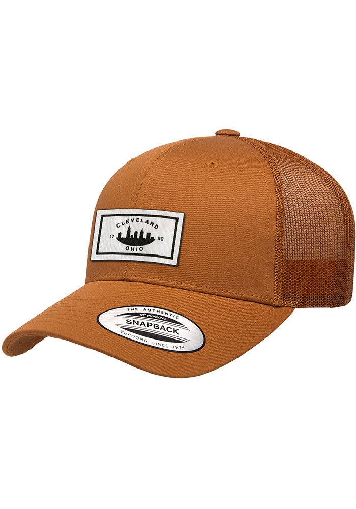 Cleveland Woven Patch Trucker Adjustable Hat - Brown