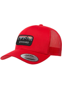 Uscape Chicago Retro Skyline Patch Trucker Adjustable Hat - Red