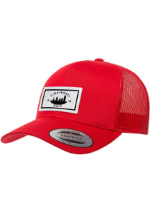 Uscape Cincinnati Woven Patch Trucker Adjustable Hat - Red