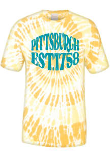 Pittsburgh Gold Tie Dye Funky Circle Short Sleeve Fashion T Shirt