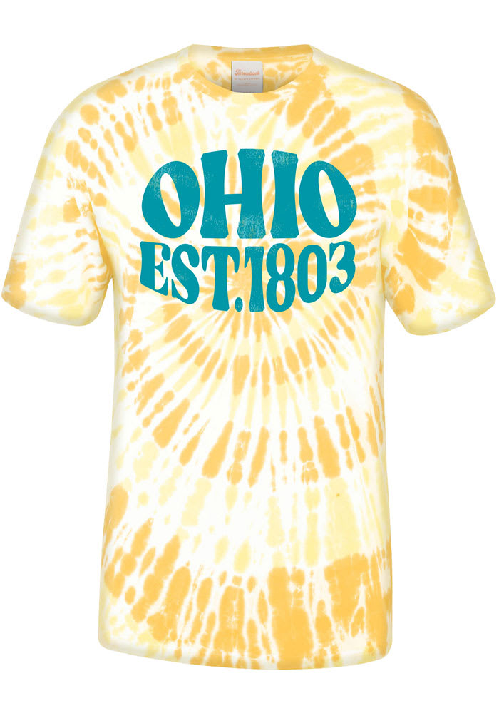 Ohio Gold Tie Dye Funky Circle Short Sleeve Fashion T Shirt