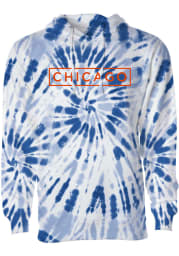 Chicago Mens Navy Blue Tie Dye Simple Box Long Sleeve Hoodie