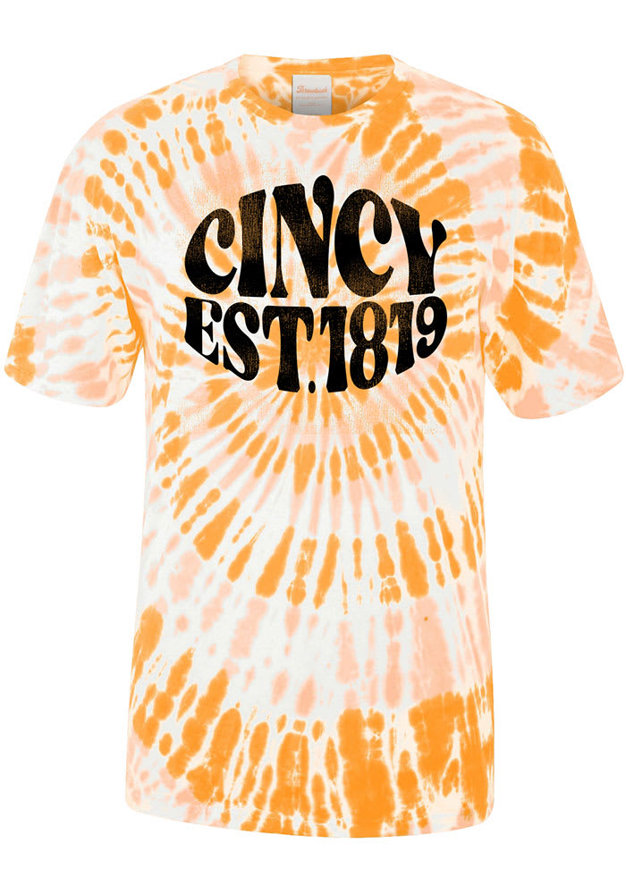 Cincinnati Orange Tie Dye Funky Circle Short Sleeve Fashion T Shirt