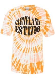 Cleveland Orange Tie Dye Funky Circle Short Sleeve Fashion T Shirt