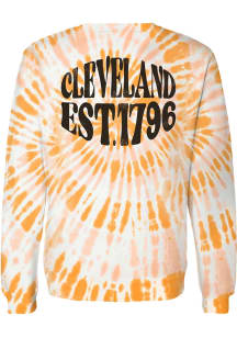 Cleveland OrangeTie Dye Funky Circle Long Sleeve Crew Sweatshirt