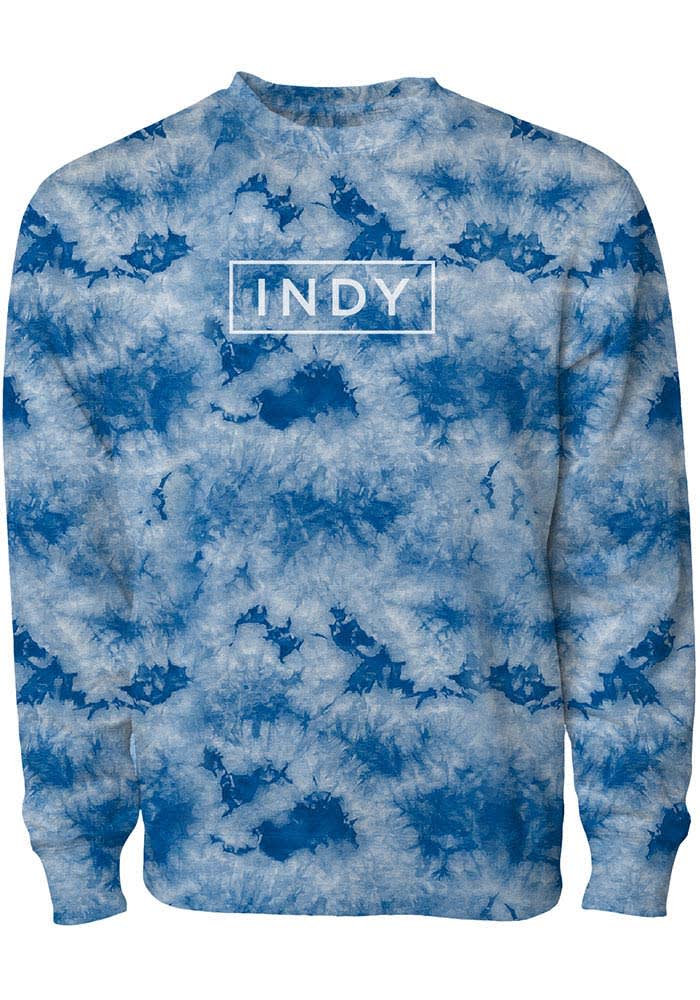 Indianapolis Blue Tie Dye Simple Box Long Sleeve Crew Sweatshirt