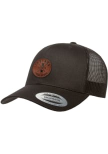 Uscape Indiana Faux Leather Patch Elevated Trucker Adjustable Hat - Black