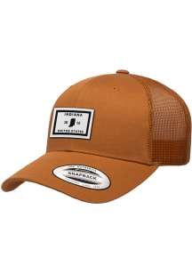 Uscape Indiana Woven Label Elevated Trucker Adjustable Hat - Brown