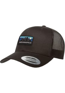 Uscape Indianapolis Retro Skyline Elevated Trucker Adjustable Hat - Black