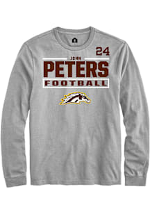 John Peters Western Michigan Broncos Grey Football NIL Stacked Box Long Sleeve Player T Shirt