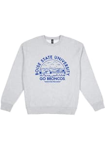 Uscape Boise State Broncos Mens Grey Premium Heavyweight Long Sleeve Crew Sweatshirt