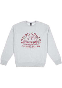 Uscape Boston College Eagles Mens Grey Premium Heavyweight Long Sleeve Crew Sweatshirt