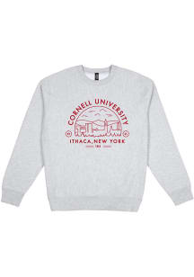 Uscape Cornell Big Red Mens Grey Premium Heavyweight Long Sleeve Crew Sweatshirt
