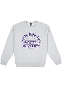 Uscape James Madison Dukes Mens Grey Premium Heavyweight Long Sleeve Crew Sweatshirt