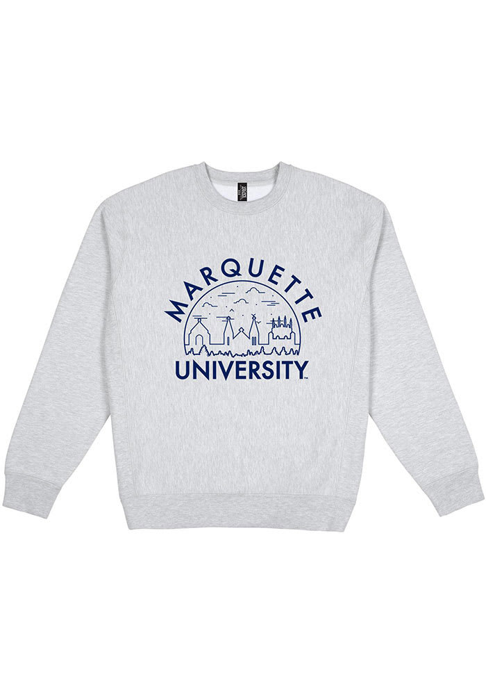 Marquette Golden Eagles Mens Grey Premium Heavyweight Long Sleeve Crew Sweatshirt