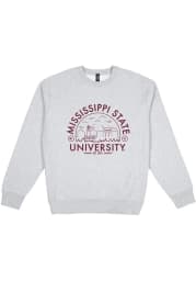 Mississippi State Bulldogs Mens Grey Premium Heavyweight Long Sleeve Crew Sweatshirt