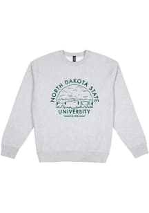 Uscape North Dakota State Bison Mens Grey Premium Heavyweight Long Sleeve Crew Sweatshirt