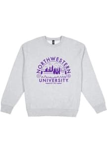 Uscape Northwestern Wildcats Mens Grey Premium Heavyweight Long Sleeve Crew Sweatshirt
