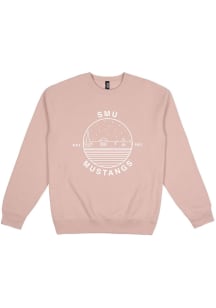 Uscape SMU Mustangs Mens Pink Premium Heavyweight Long Sleeve Crew Sweatshirt
