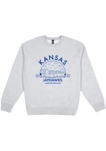 Uscape Kansas Jayhawks Mens Grey Premium Heavyweight Long Sleeve Crew Sweatshirt