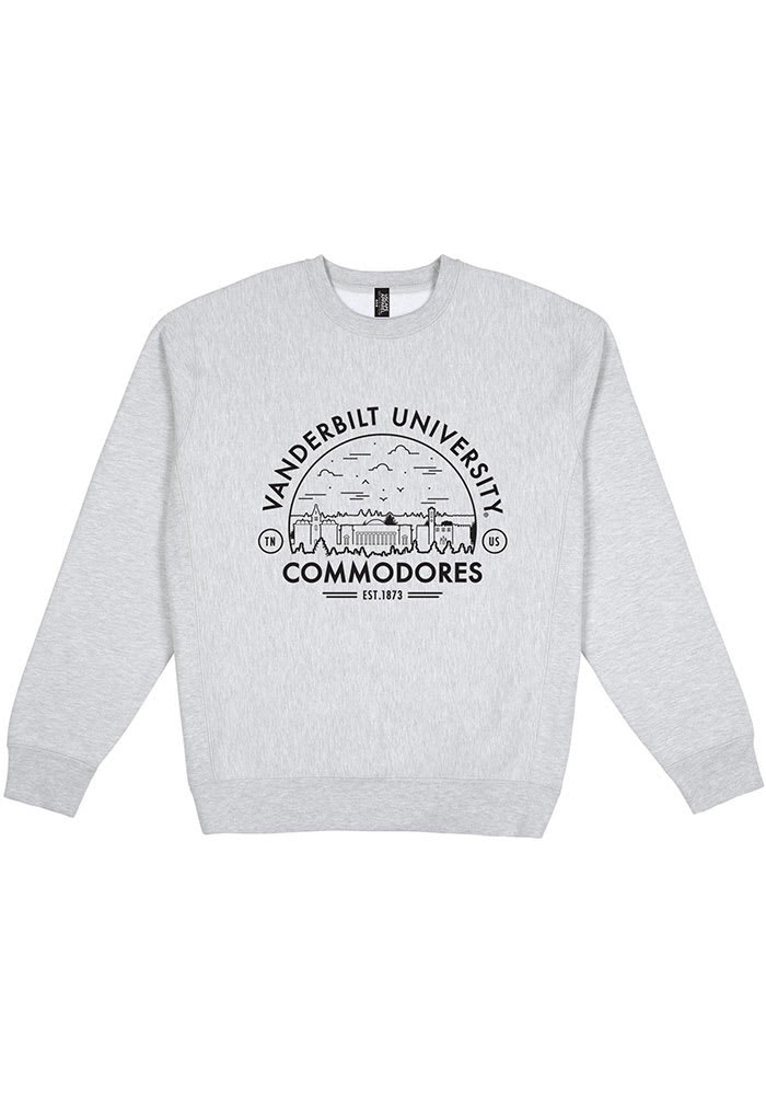 Vanderbilt Commodores Mens Grey Premium Heavyweight Long Sleeve Crew Sweatshirt