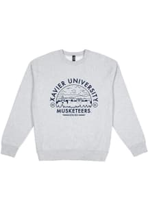 Uscape Xavier Musketeers Mens Grey Premium Heavyweight Long Sleeve Crew Sweatshirt