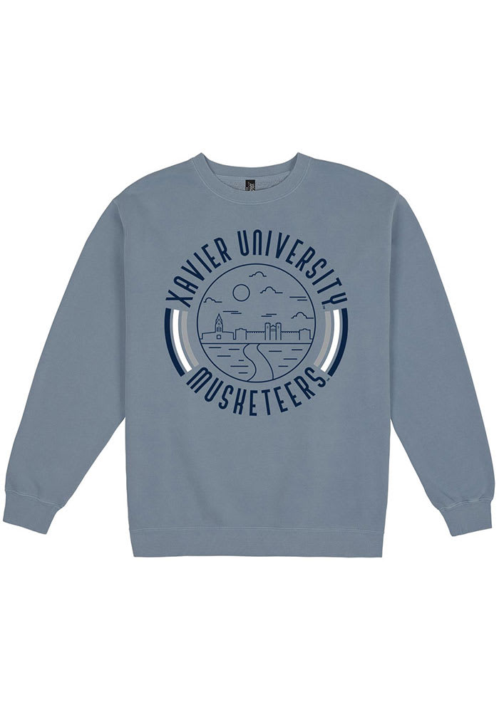 Xavier Musketeers Mens Blue Fleece Long Sleeve Crew Sweatshirt