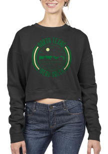 Uscape North Texas Mean Green Womens Black Fleece Cropped Crew Sweatshirt
