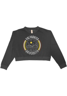 Uscape Valparaiso Beacons Womens Black Fleece Cropped Crew Sweatshirt