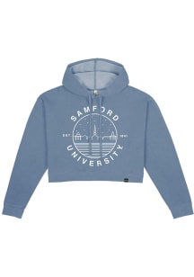 Uscape Samford University Bulldogs Womens Blue Fleece Cropped Hooded Sweatshirt