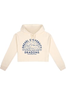 Uscape Drexel Dragons Womens White Fleece Cropped Hooded Sweatshirt