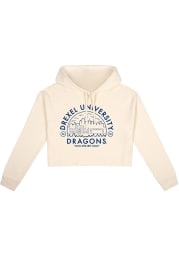 Drexel Dragons Womens White Fleece Cropped Hooded Sweatshirt