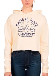 Uscape K-State Wildcats Womens White Fleece Cropped Hooded Sweatshirt